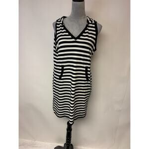 Akini Dress/Coverup Womens Size XL Black & White Striped Beach Coastal Lounge